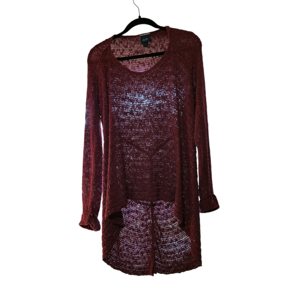 Daytrip Burgundy Knit Long Sleeve Tunic - Picture 2 of 7
